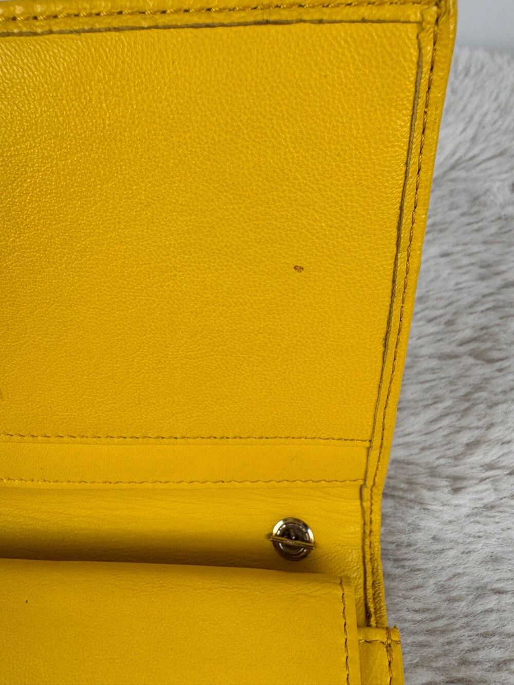 Fendi 2000's Yellow Embossed Nappa Logo Chain Clutch Crossbody Wallet - Picture 12 of 16